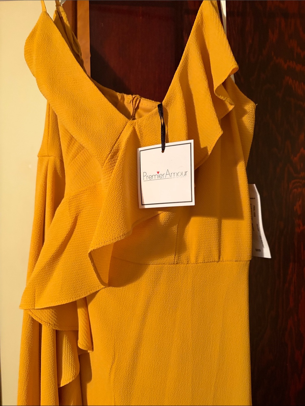 Premier One-Shoulder Ruffle Dress in Mustard